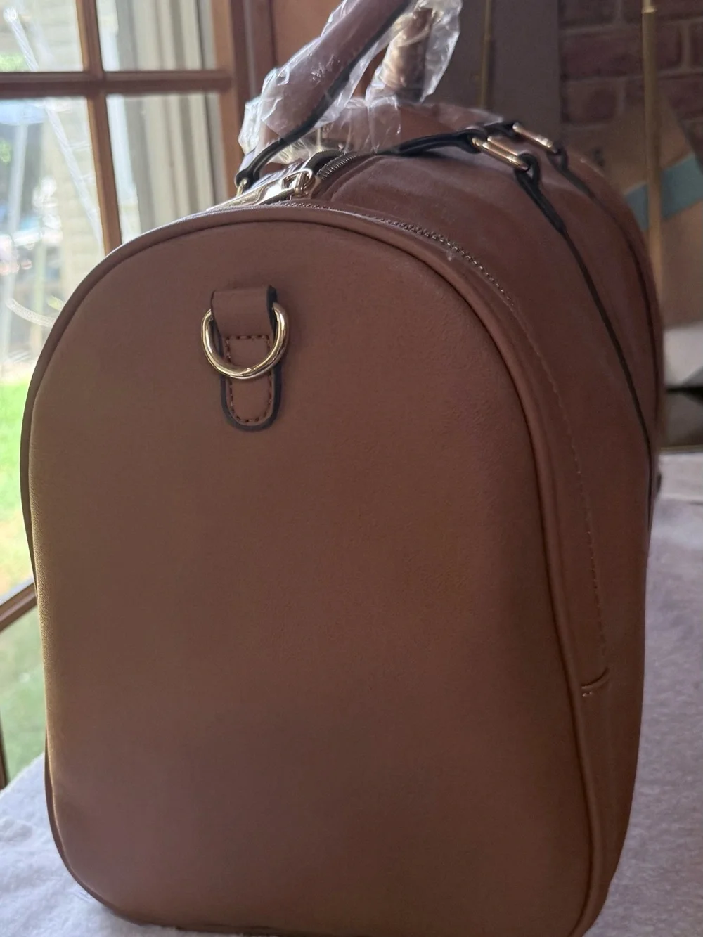 Le Miel Croc-Embossed Brown Satchel